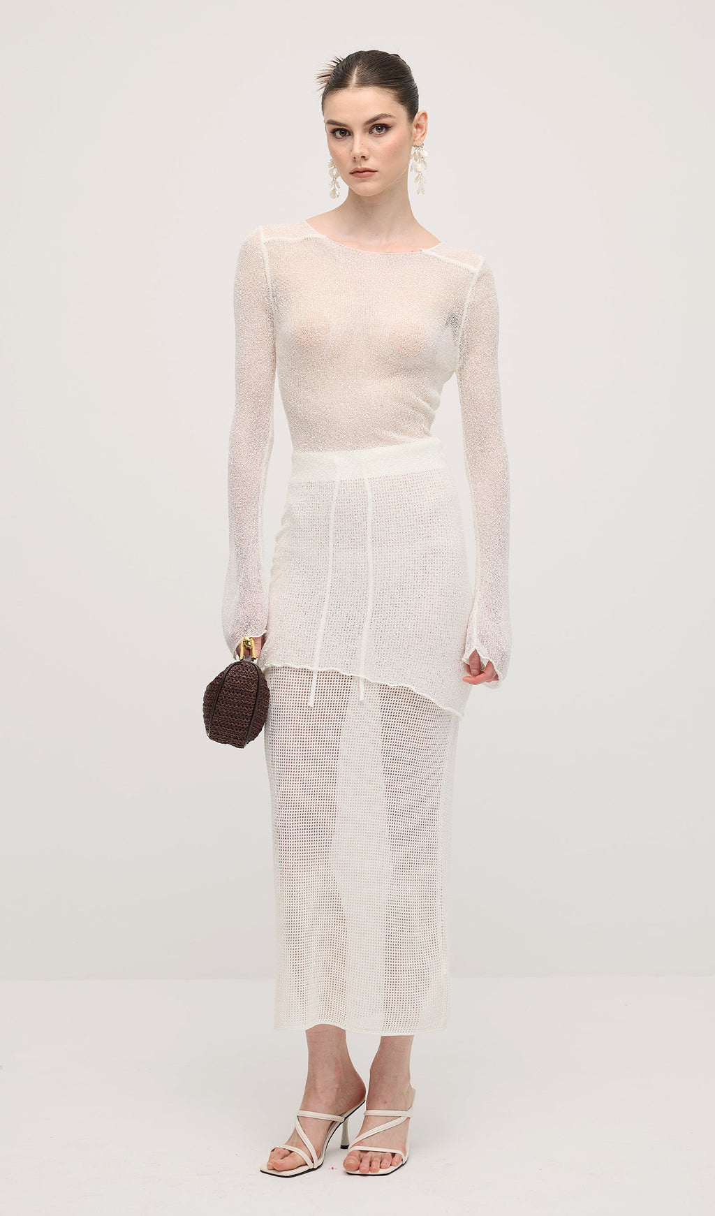 Knit Cover Up Backless Mini Dress In White