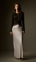 Open Twist Lace Maxi Dress In Black White
