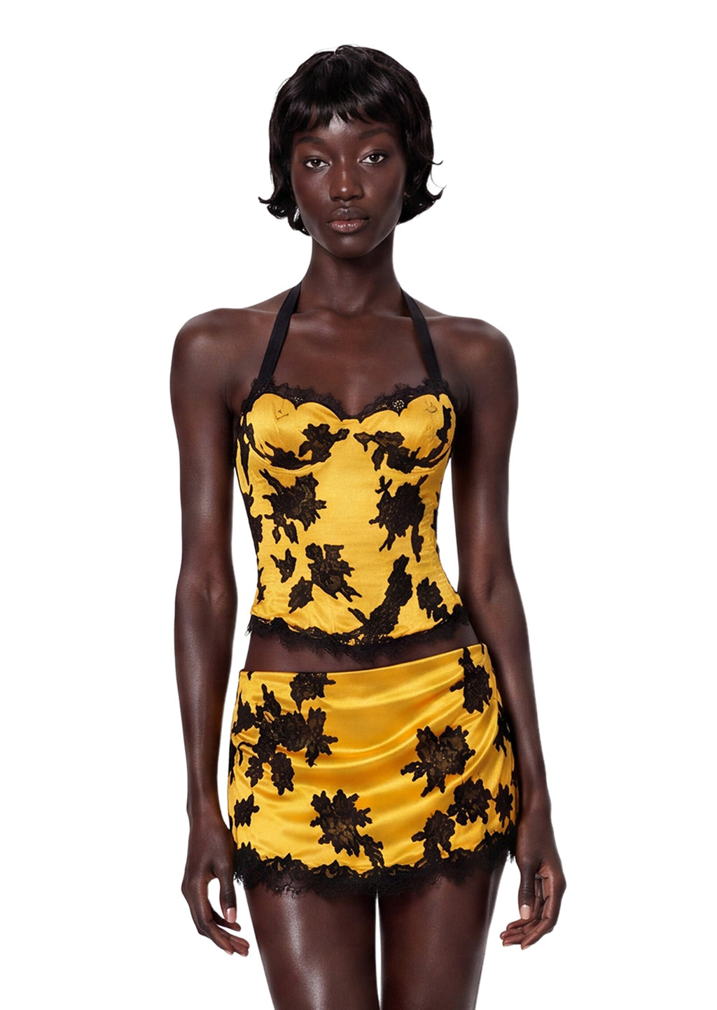Udom Satin Lace Top & Skirt Set