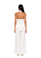 Wahkan Fringe Halter Top & Satin Pants Set In White