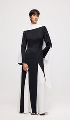 Knitted Triangular Inserts Maxi Dress In Black