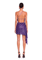 Hagop Sequined Open Back Mini Dress In Purple
