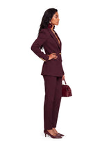 Tadria V Neck Suit Jacket In Claret