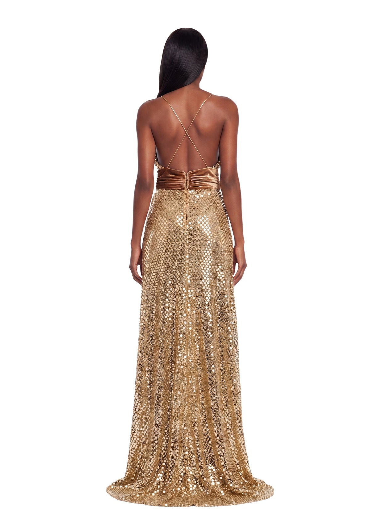 Dafina Open Back Sequined Maxi Dress