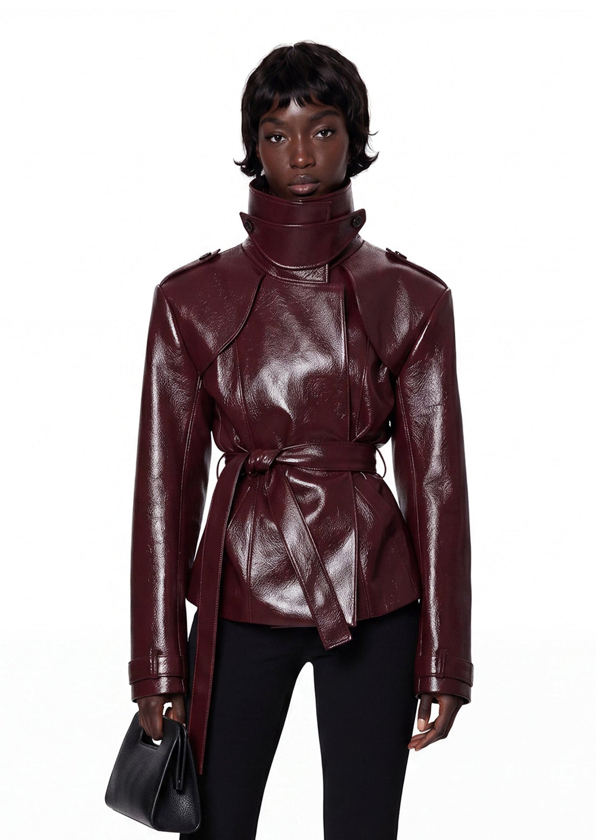 Saadet Belted Jacket In Claret