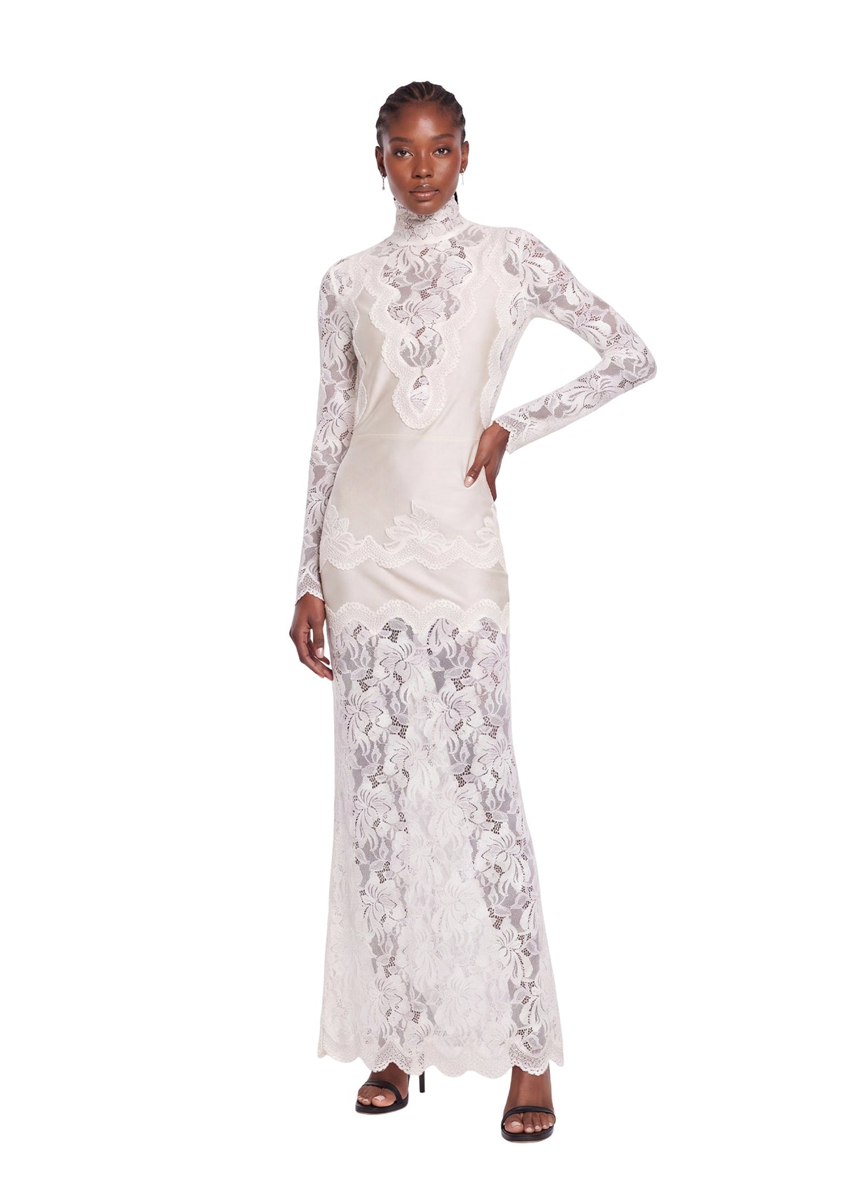 Tablita Long Sleeved Lace Maxi Dress In White