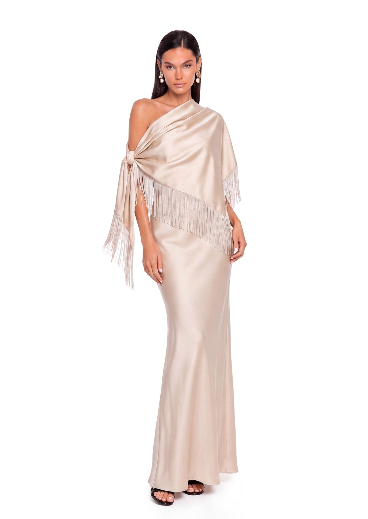 Tabor Satin Off Shoulder Maxi Dress