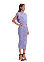 Jaycee Round Neck Pleated Sheer Midi Dress