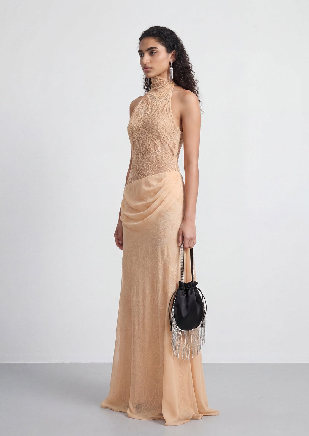 Naelle  Lace High Neck Maxi Dress