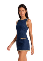 Manu Sleeveless Denim Mini Dress In Blue