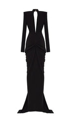 V-Neck Draped And Embroidery Evening Dress