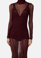 Sareka Sheer Maxi Dress In Claret