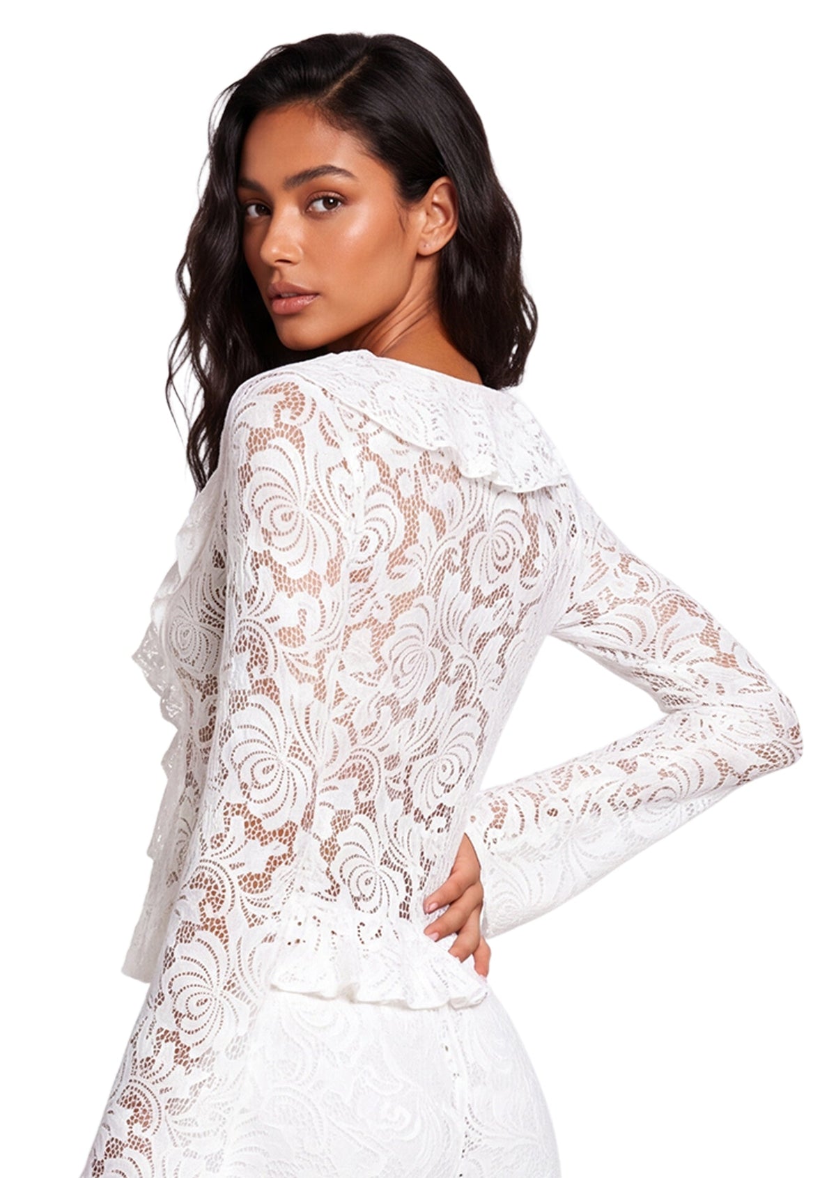 Earleen Lace Top & Flared Trousers Set