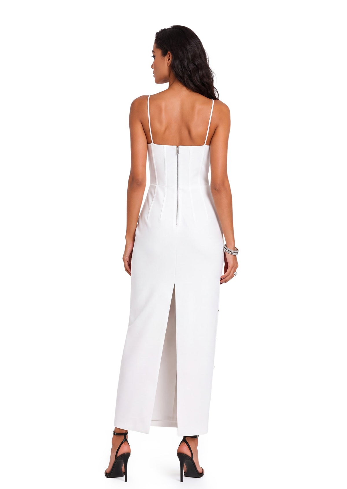 Jaddua Beaded Midi Dress In White