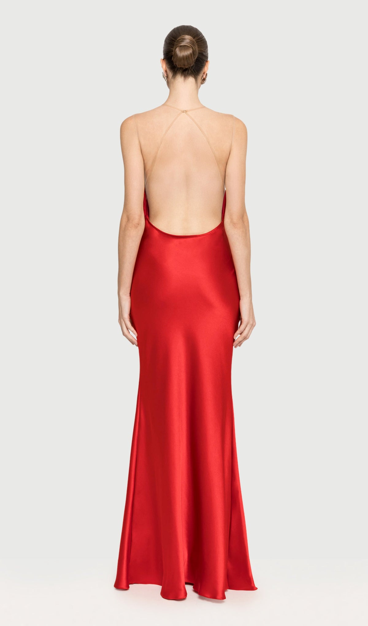 Fringe Detail Satin Maxi Dress With Fur Collar