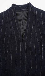 Pinstripe Belted Blazer