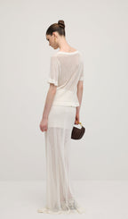 Openwork Jersey Maxi Skirt Sets In White