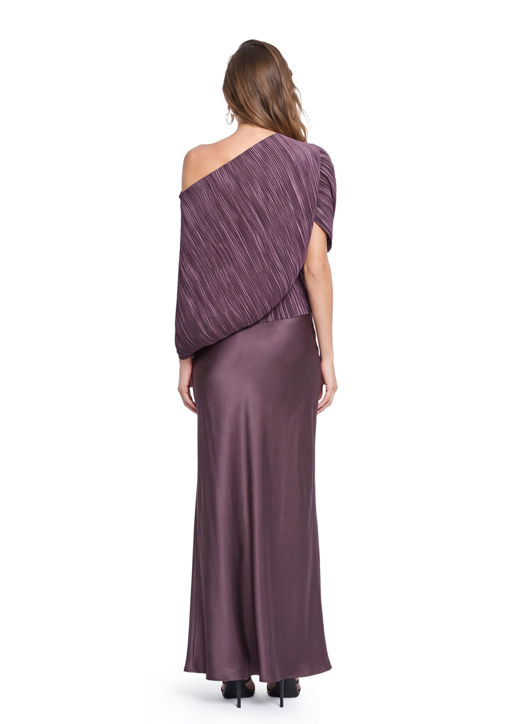 Quang One Shoulder Top & Satin Midi Skirt Set