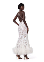 Nadda Rhinestone Chain Lace Maxi Dress