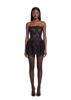 Vahn Strapless Lace Mini Dress In Black