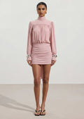 Back Bow Detail Puff-Sleeve Blouson Dress
