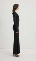 Deep V Neck Maxi Dress Black