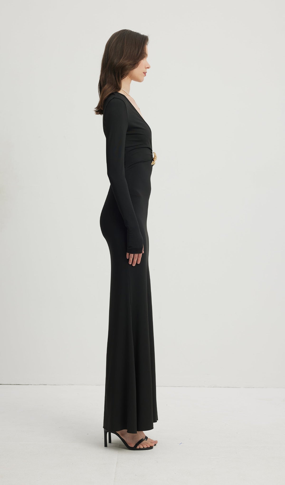 Deep V Neck Maxi Dress Black