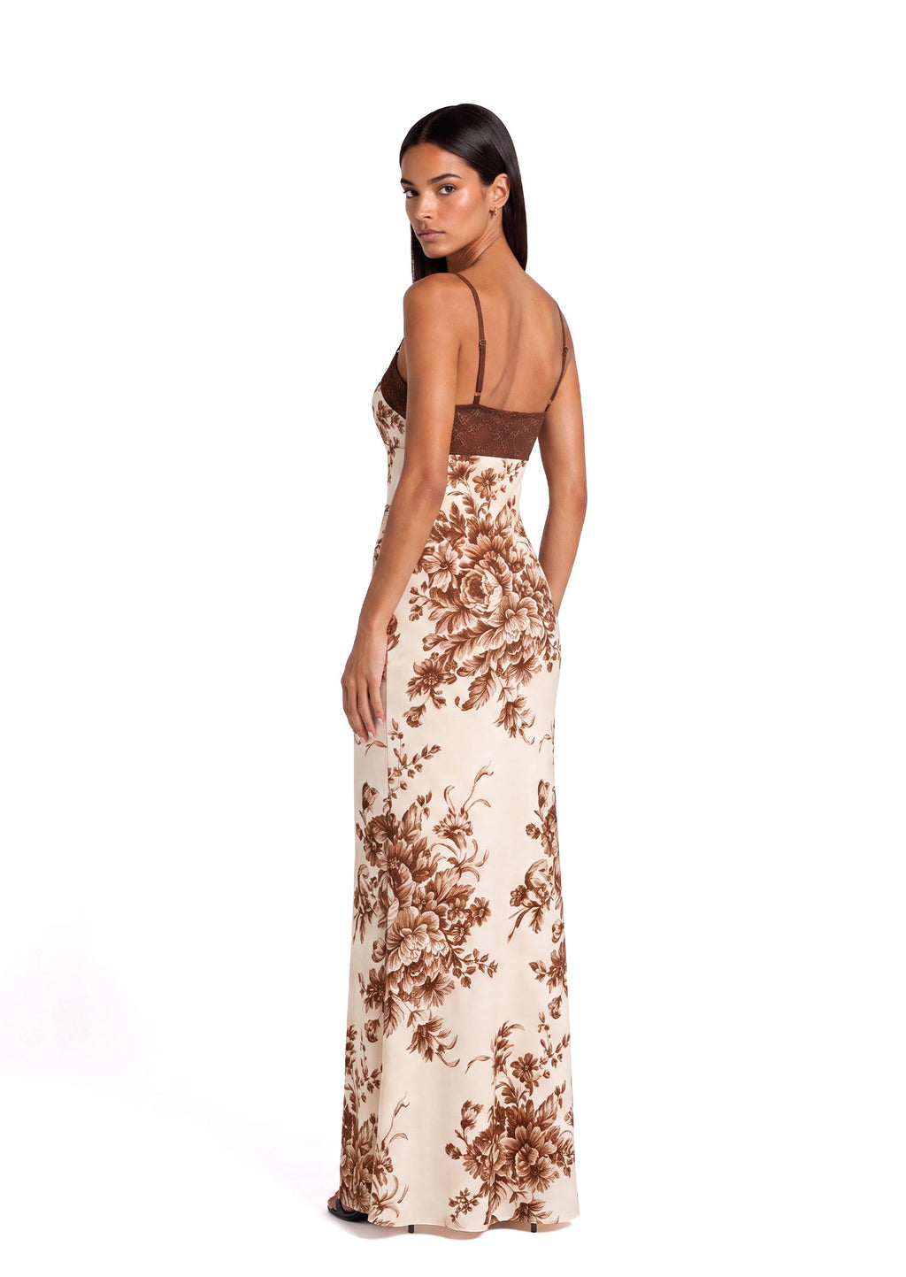 Kachiri Lace Trimmed Printed Maxi Dress