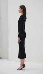 Solid Knitted Hollow Maxi Dress