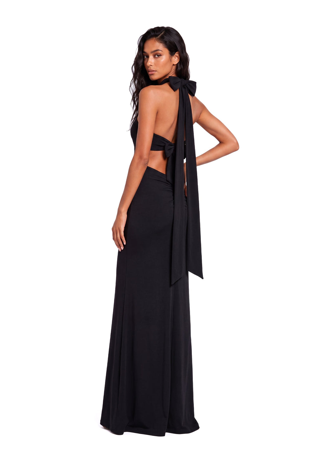 Walid Halter Neck Maxi Dress In Black