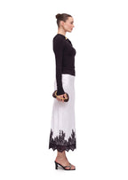 Lace Satin Midi Skirt