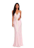Sadia Lace Satin Maxi Dress In Pink