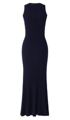 Metallic Button Knit Midi Dress