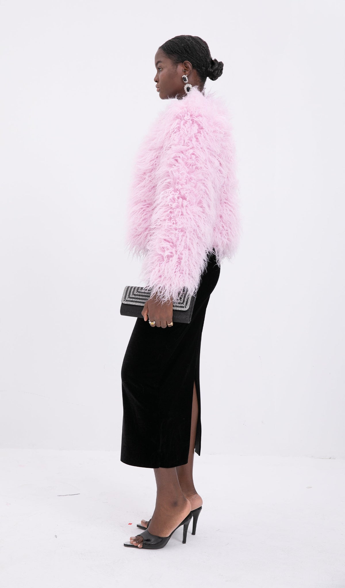 Short Shearling Jacket Coat-Cherry Blossom