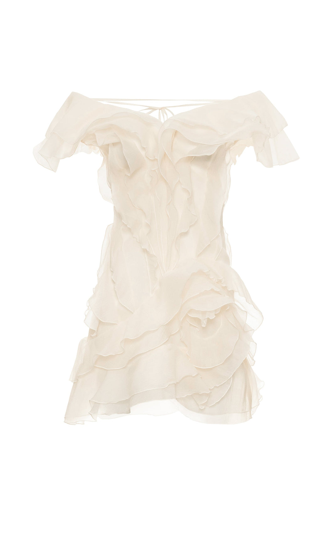 Layered Ruffled Mini Dress In Apricot