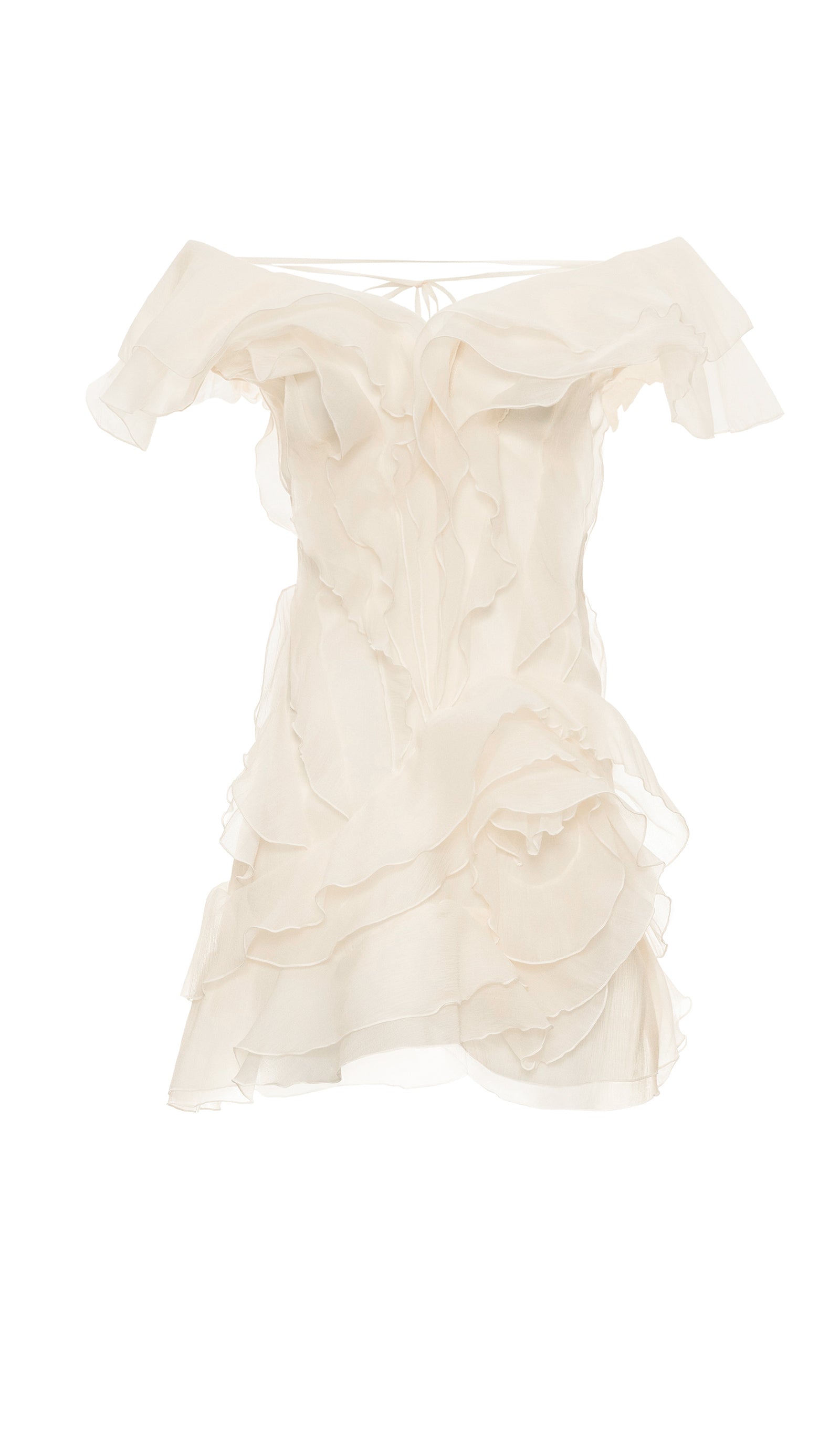 Layered Ruffled Mini Dress In Apricot