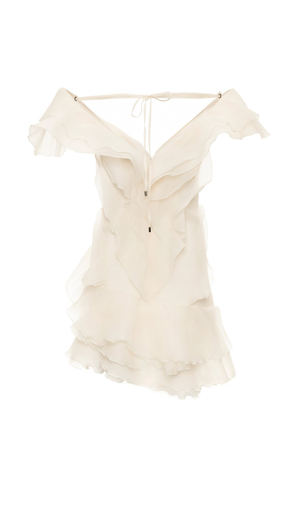 Layered Ruffled Mini Dress In Apricot