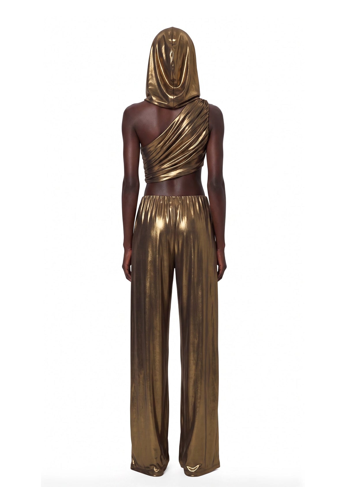 Abiel Draped Top With Hood & Harem Pants Set