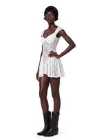 Ichirou Square Neck Short Lace Dress In White