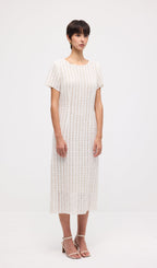Short Sleeve Crochet Midi Dress