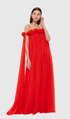 Off Shoulder Draped Maxi Dress