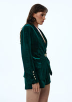 Deep V Neck Velvet Suit