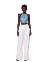 Kahale Open Back Sequined Halter Top In Blue