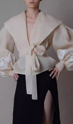 Tulle Jacquard Tie Shirt