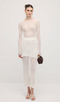 Hollow Out Drawstring Maxi Skirt