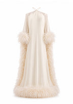 Paget Halter Neck Ostrich Feather Maxi Dress
