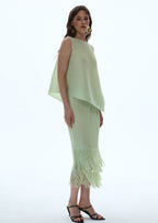 Nadav Stretch Top & Midi Skirt In Light Green