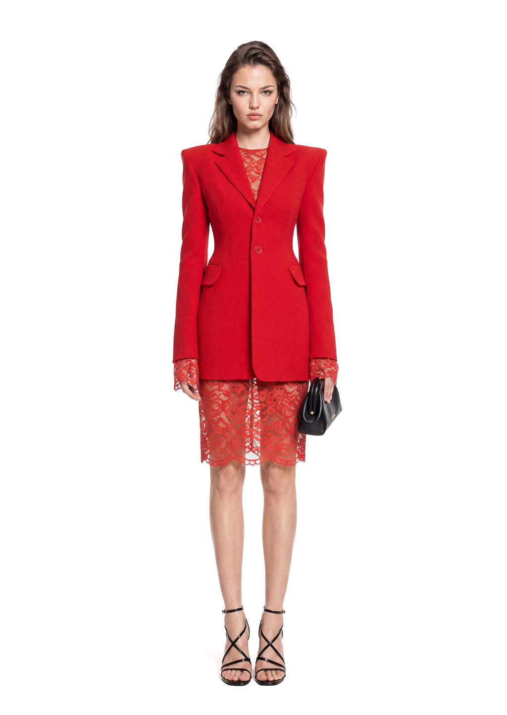 Saabir Long Sleeved Suit Jacket In Red