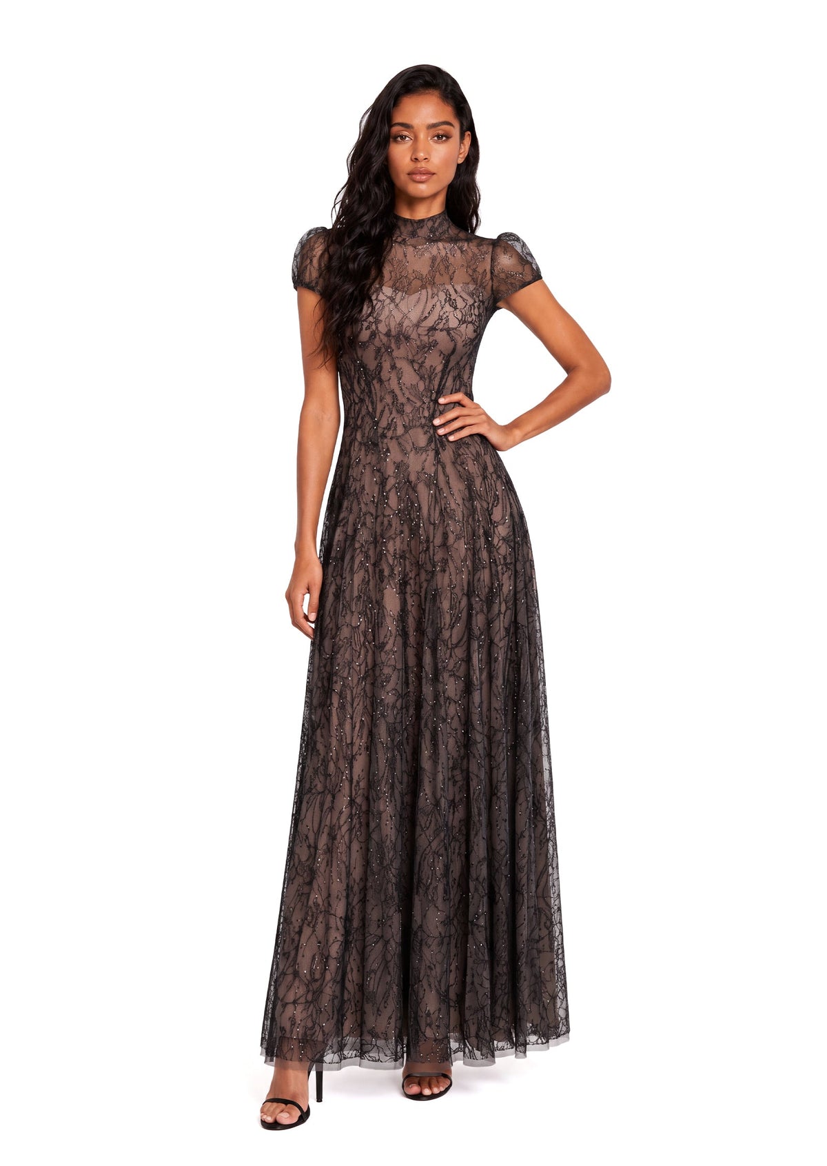Ulyana Lace Sequined Maxi Dress In Black