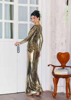 Metallic Slit Maxi Dress